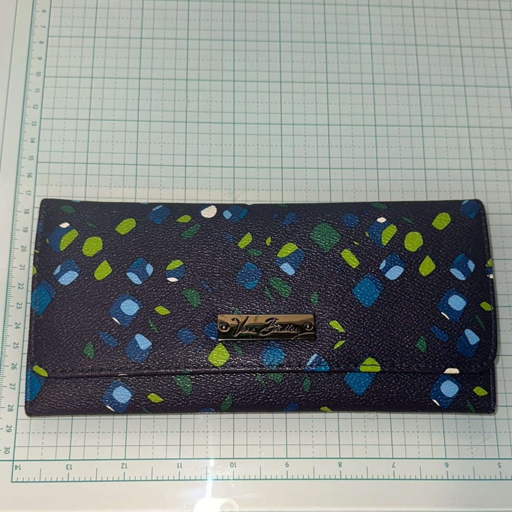 Vera Bradley Black Wallet with Blue and Green Pattern